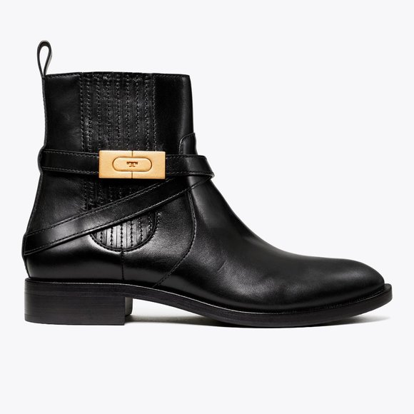Tory Burch READ THE DESCRIPTION! T-HARDWARE CHELSEA BOOT Black 8 Booties - Picture 6 of 13